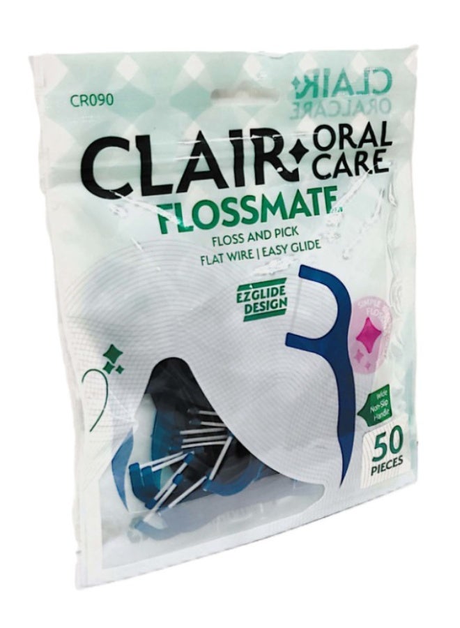 Clair FlossMate Dental Floss Picks – 50 Pieces, Wide Non-Slip Handle, EZGlide Design - Image 2